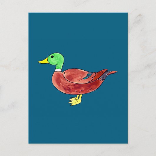 Waterverf Groene Kop Wilde Eend Briefkaart (Voorkant)