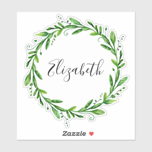 Waterverf groene krans. De botanische naam van de Sticker (Vel)