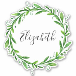 Waterverf groene krans. De botanische naam van de  Sticker