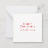 Waterverf groene krans met rode geruite strik notitiekaartje (Achterkant)