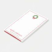 Waterverf groene krans met rode geruite strik post-it® notes (Schuin)