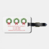 Waterverf groene krans met rode gingham boog bagagelabel (Achterkant horizontaal)