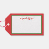 Waterverf groene krans met rode gingham boog cadeaulabel (Achterkant Horizontaal)