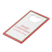 Waterverf groene krans met rode gingham boog creditkaart flessenopener (Achterkant Gekanteld)