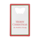 Waterverf groene krans met rode gingham boog creditkaart flessenopener (Achterkant)