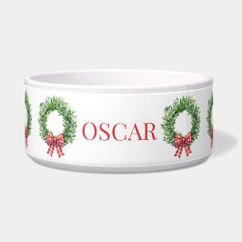 Waterverf groene krans met rode gingham boog voerbakje