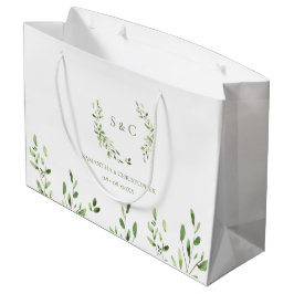 Waterverf groene krans monogram bruiloft groot cadeauzakje