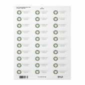 Waterverf Groene Krans Naam & Initiële Letters Ker Etiket (Full Sheet)