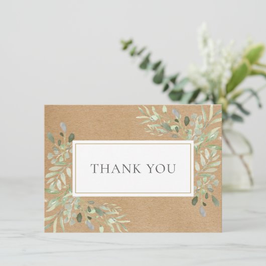 Waterverf Groene Landelijke Kraft Bedankt (Staand voorkant)