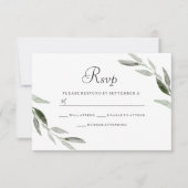 Waterverf Groene Leaf Modern Wedding RSVP (Voorkant)