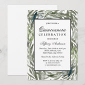 Waterverf groene lebrand Quinceanera uitnodigen Kaart (Voorkant / Achterkant)