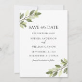 Waterverf Groene lef Elegant Wedding Save The Date (Voorkant)