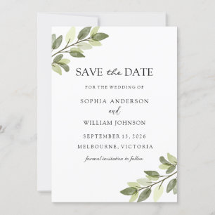 Waterverf Groene lef Elegant Wedding Save The Date
