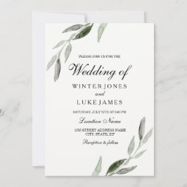 Waterverf Groene lef Modern Matte Wedding Kaart
