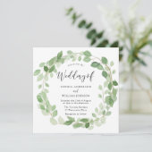 Waterverf Groene lef Wreath Elegant Wedding Kaart (Staand voorkant)