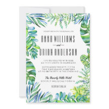 Waterverf Groene Leidingen Greenery Wedding Invite