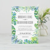 Waterverf Groene Leidingen Greenery Wedding Invite Kaart (Staand voorkant)