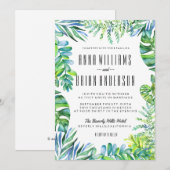 Waterverf Groene Leidingen Greenery Wedding Invite Kaart (Voorkant / Achterkant)