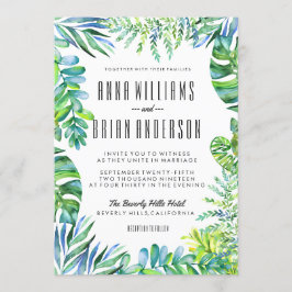 Waterverf Groene Leidingen Greenery Wedding Invite Kaart