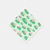 Waterverf Groene Lelie Pad Roze Lotus Bloemen Servetten (Hoek)