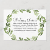 Waterverf Groene Lente Trouwreceptie Informatiekaartje (Voorkant)
