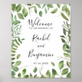 Waterverf Groene leve rand Welkomstbruiloft Chic Poster (Voorkant)
