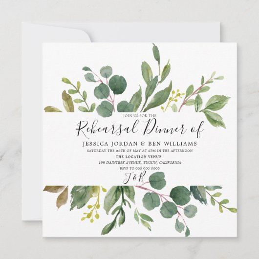 Waterverf Groene leve repetitie Inbeluitnodiging Kaart (Voorkant)