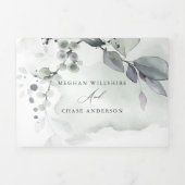 Waterverf Groene LEVERING IN ÉÉN WEDING Drieluik Uitnodiging (Cover)