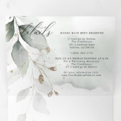 Waterverf Groene LEVERING IN ÉÉN WEDING Drieluik Uitnodiging (Binnenzijde eerst)