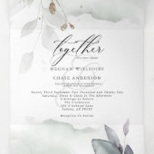 Waterverf Groene LEVERING IN ÉÉN WEDING Drieluik Uitnodiging (Binnenkant midden)