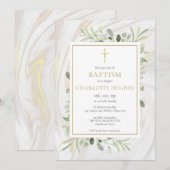 Waterverf Groene Marmer Doop Christening Kaart (Voorkant / Achterkant)