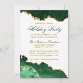 Waterverf Groene Marmer Geode Gold Holiday Partij Kaart (Voorkant)