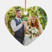 Waterverf Groene Marmer Geode Wedding Heart PHOTO Keramisch Ornament (Achterkant)