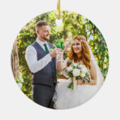 Waterverf Groene Marmer Geode Wedding PHOTO BACK Keramisch Ornament (Achterkant)