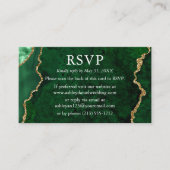 Waterverf Groene marmer Weddenschap RSVP QR Terug Informatiekaartje (Voorkant)