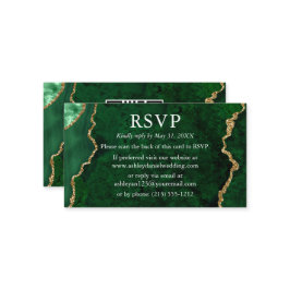 Waterverf Groene marmer Weddenschap RSVP QR Terug Informatiekaartje