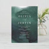 Waterverf Groene Moderne Bruiloft Kaart (Staand voorkant)