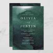 Waterverf Groene Moderne Bruiloft Kaart (Voorkant / Achterkant)