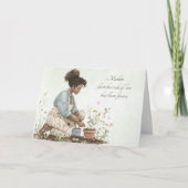 Waterverf Groene Moeder Het Planten Van Een Zaad M Feestdagen Kaart (Voorkant)