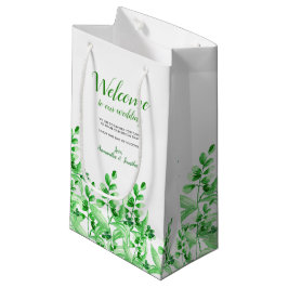 Waterverf groene olie | Welkom op onze bruiloft Klein Cadeauzakje