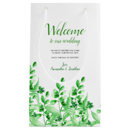 Waterverf groene olie | Welkom op onze bruiloft Klein Cadeauzakje