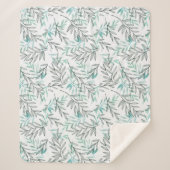 Waterverf Groene olievlek Botanische boombladeren Sherpa Deken (Voorkant)