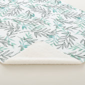 Waterverf Groene olievlek Botanische boombladeren Sherpa Deken (3/4)