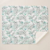 Waterverf Groene olievlek Botanische boombladeren Sherpa Deken (Voorkant (horizontaal))