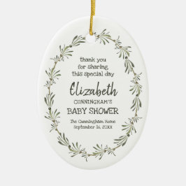 Waterverf Groene olievloed Baby shower Keepomwille Keramisch Ornament