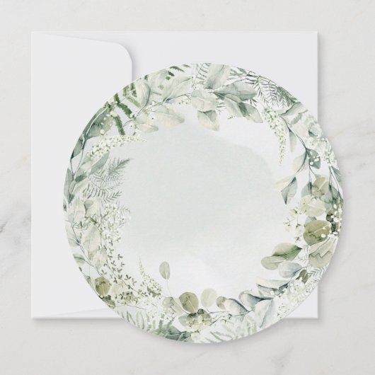 Waterverf Groene olievloeistof Eucalyptus Cirkel Save The Date (Achterkant)