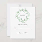 Waterverf Groene Olijf Wreath RSVP Kaartje (Voorkant)