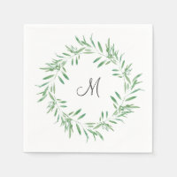 Waterverf Groene Olijf Wreath