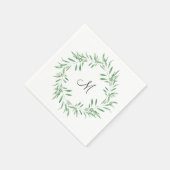 Waterverf Groene Olijf Wreath Servet (Hoek)