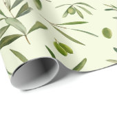 Waterverf Groene Olijftakken Cadeaupapier (Rol Hoek)